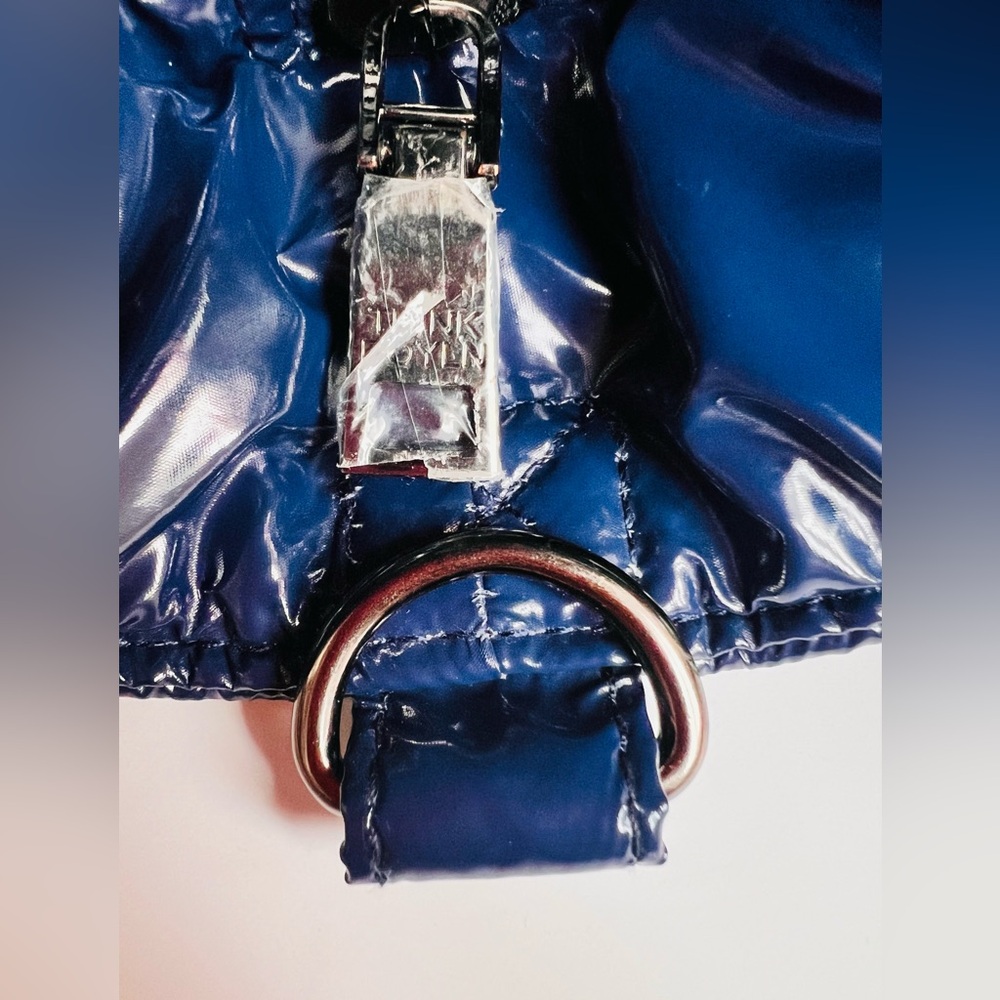 Think Royln Patent Wingman Puffer Tote Large Cobalt Blue Travel Shoulder Bag - Picture 3 of 16